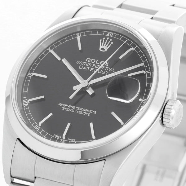 Rolex Datejust Men's Stainless Steel Watch 16200 Black Dial