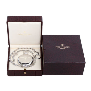 Extremely Rare Patek Philippe Heavy Hunter Case 18K White Gold Pocket Watch Ref 980G