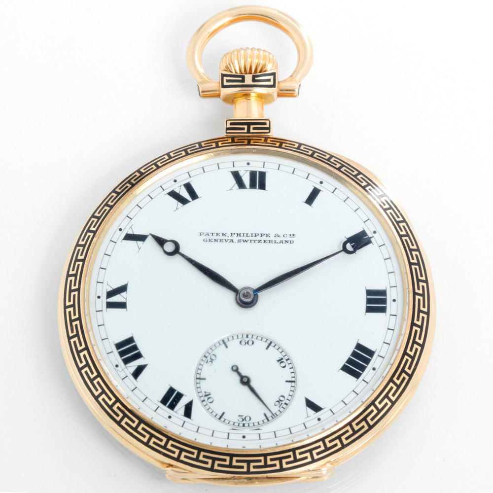 Patek Philippe Open Face 18K Yellow Gold Pocket Watch With Key Design