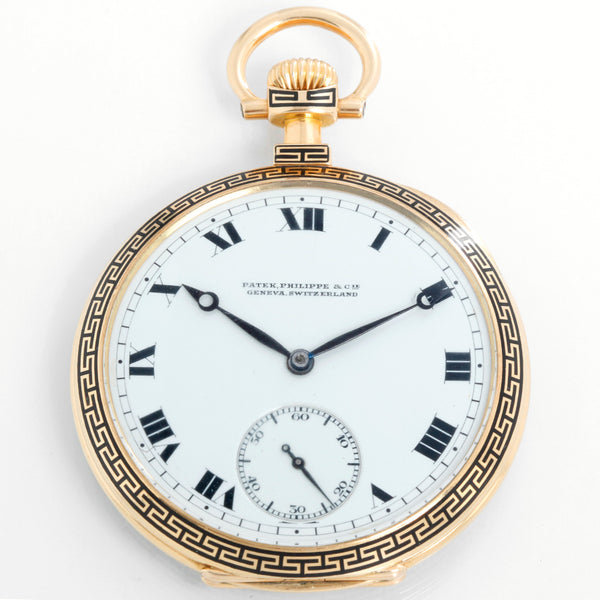 Patek Philippe Open Face 18K Yellow Gold Pocket Watch With Key Design