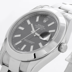 Rolex Datejust II Men's 41mm Stainless Steel Watch Black Dial 116300