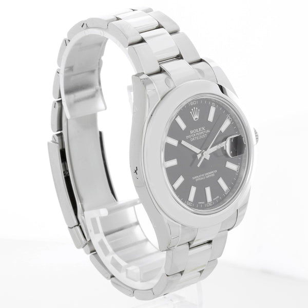 Rolex Datejust II Men's 41mm Stainless Steel Watch Black Dial 116300