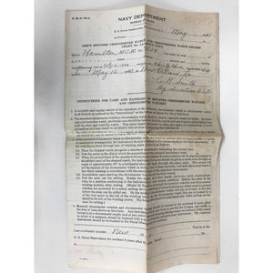 US Navy Mounted Hamilton Model 22 Bureau of  Ships Chronometer