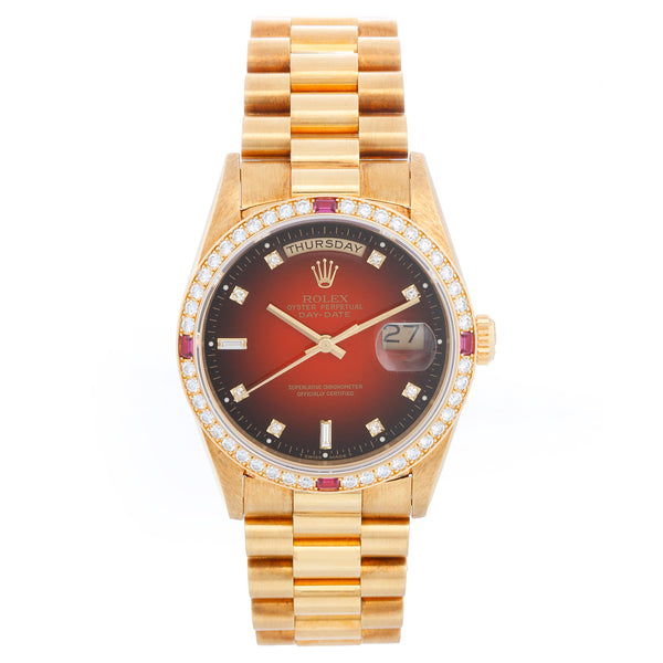 Rolex President Day-Date Men's 18k Yellow Gold Watch Vignette Dial  18378