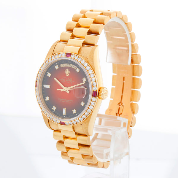 Rolex President Day-Date Men's 18k Yellow Gold Watch Vignette Dial  18378