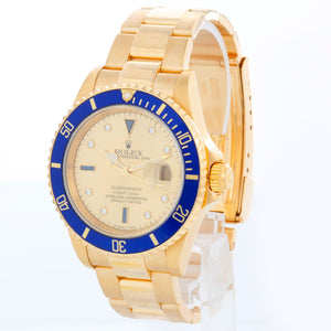 Men's Rolex Submariner Watch 16618 Champagne Serti Dial