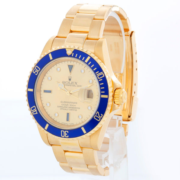 Men's Rolex Submariner Watch 16618 Champagne Serti Dial