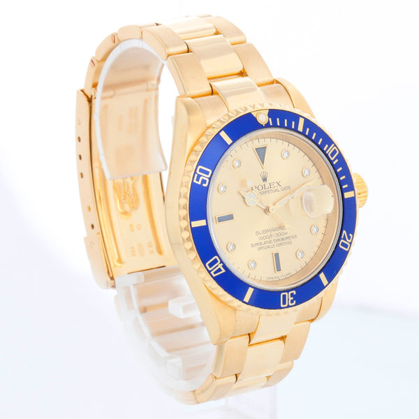 Men's Rolex Submariner Watch 16618 Champagne Serti Dial