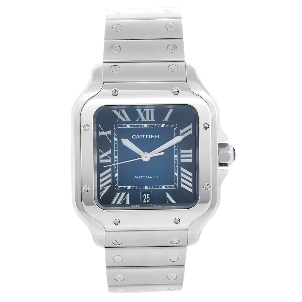 Cartier Santos De Cartier Stainless Steel  Blue Dial  Large Watch WSSA0030 4072
