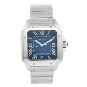 Cartier Santos De Cartier Stainless Steel  Blue Dial  Large Watch WSSA0030 4072