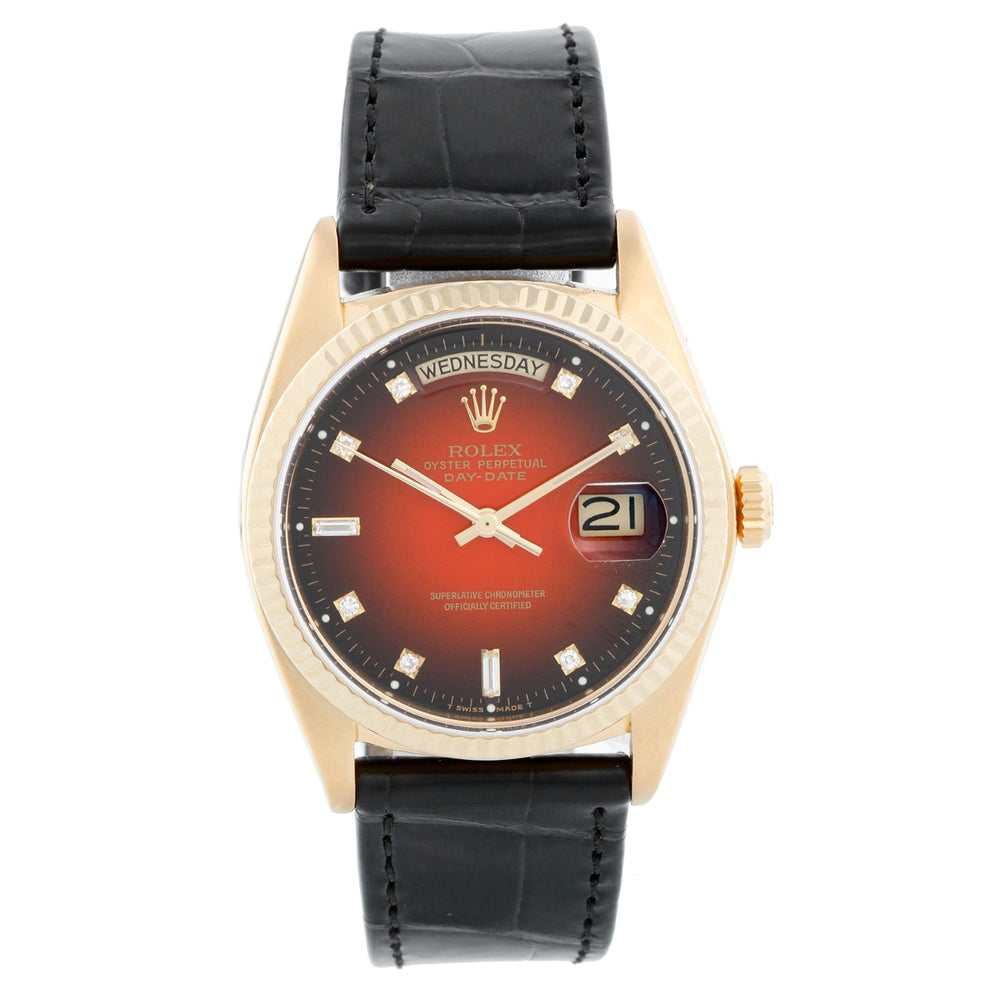 Men's Rolex President Day-Date Watch 18038 Red Vignette Dial