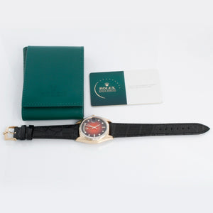 Men's Rolex President Day-Date Watch 18038 Red Vignette Dial