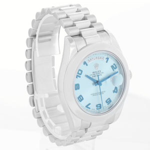 Rolex Day-Date II President Platinum  Glacier Blue Dial 218206