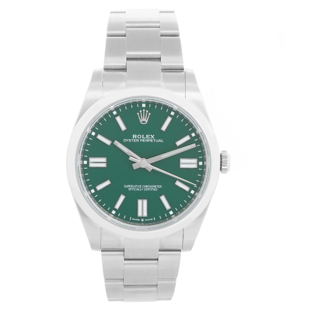 Rolex Oyster Perpetual Men's 41mm Stainless Steel Green Dial 124300