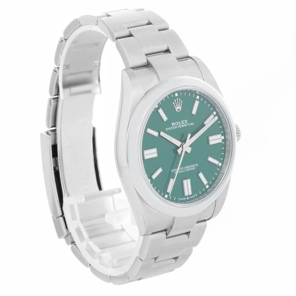 Rolex Oyster Perpetual Men's 41mm Stainless Steel Green Dial 124300