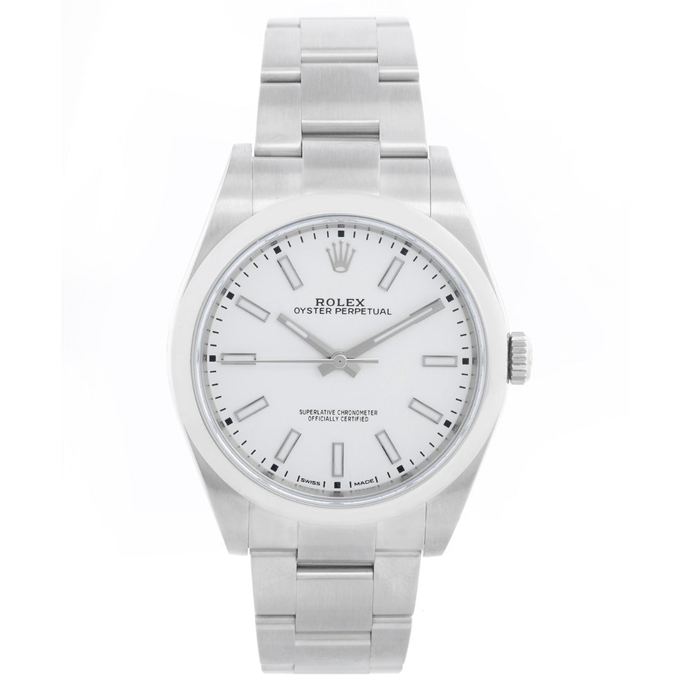 Rolex Ladies Oyster Perpetual 39 MM White Dial   Watch 114300
