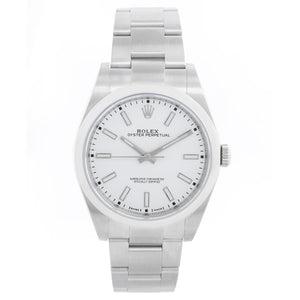 Rolex Ladies Oyster Perpetual 39 MM White Dial   Watch 114300