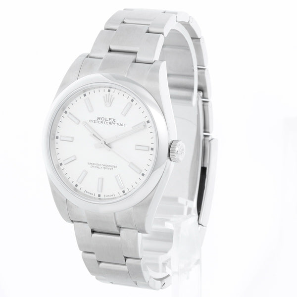 Rolex Ladies Oyster Perpetual 39 MM White Dial   Watch 114300