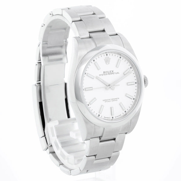 Rolex Ladies Oyster Perpetual 39 MM White Dial   Watch 114300