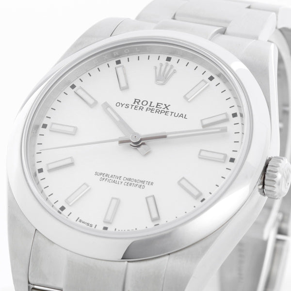 Rolex Ladies Oyster Perpetual 39 MM White Dial   Watch 114300