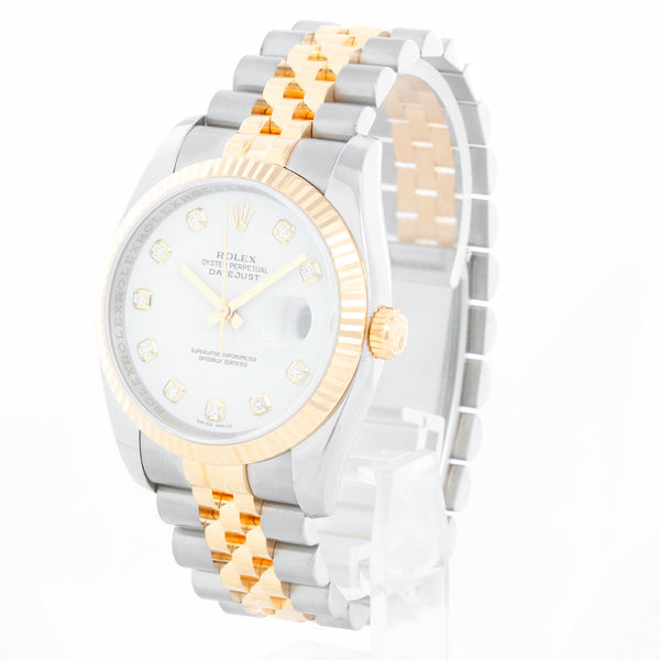 Rolex Datejust White Diamond Dial Men's 2-Tone Watch 116233