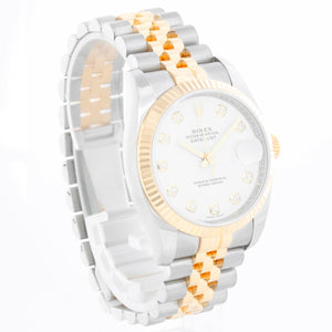 Rolex Datejust White Diamond Dial Men's 2-Tone Watch 116233