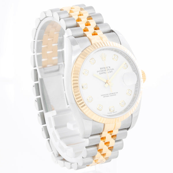 Rolex Datejust White Diamond Dial Men's 2-Tone Watch 116233