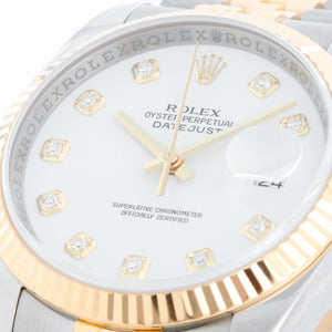 Rolex Datejust White Diamond Dial Men's 2-Tone Watch 116233