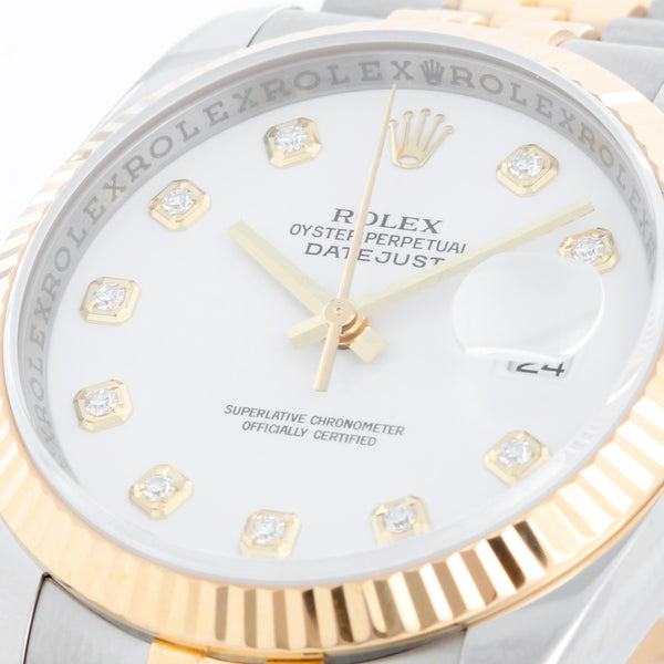 Rolex Datejust White Diamond Dial Men's 2-Tone Watch 116233