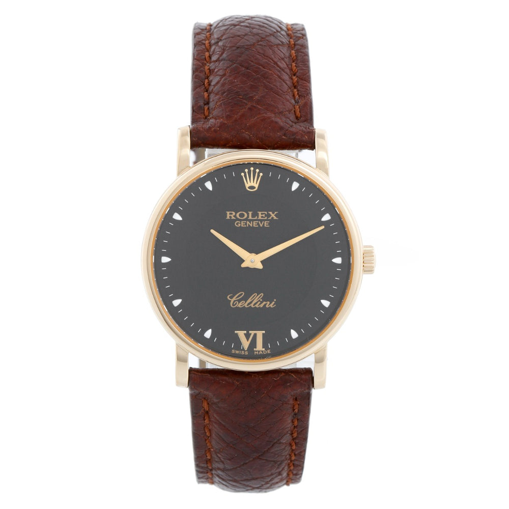 Rolex Cellini Classic Black Dial 18k Yellow Gold Men's Watch 5115
