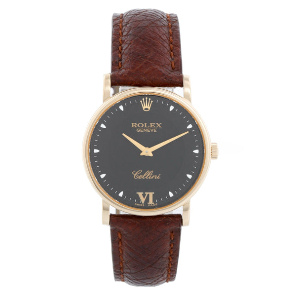 Rolex Cellini Classic Black Dial 18k Yellow Gold Men's Watch 5115