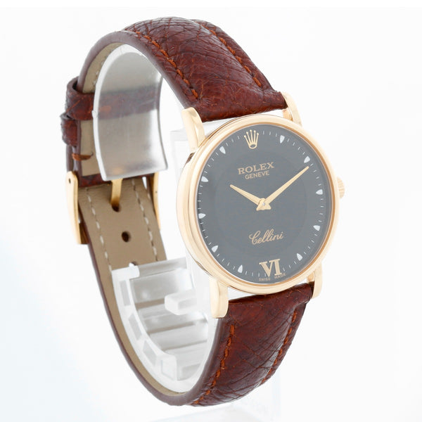 Rolex Cellini Classic Black Dial 18k Yellow Gold Men's Watch 5115