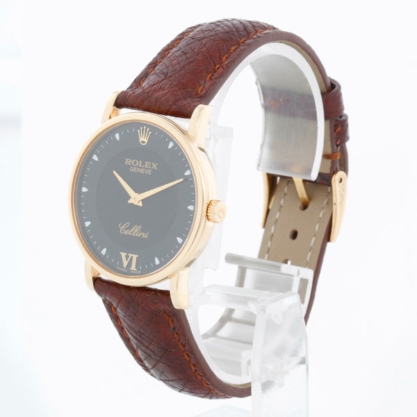 Rolex Cellini Classic Black Dial 18k Yellow Gold Men's Watch 5115