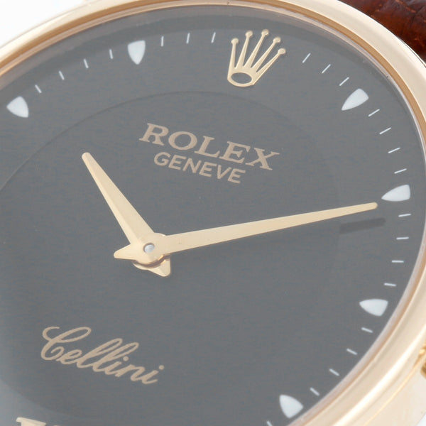 Rolex Cellini Classic Black Dial 18k Yellow Gold Men's Watch 5115
