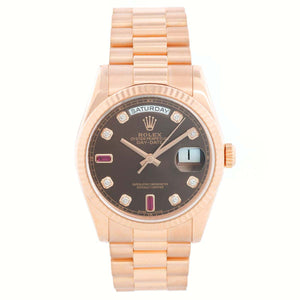 Men's Rolex Rose Gold President Day-Date Watch 118235 Chocolate Dial