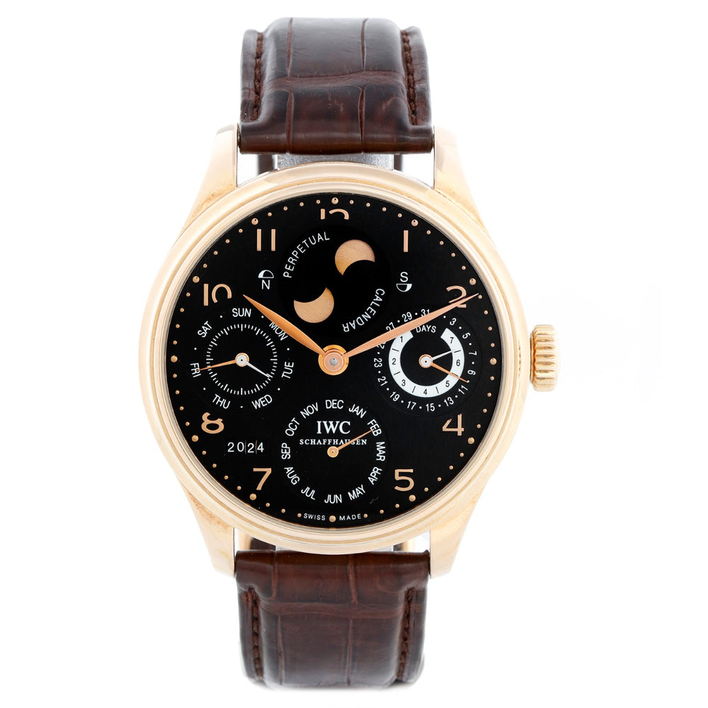 IWC Portuguese 7 Days Perpetual Calendar 18k Rose Gold Men's Complicated Watch IW503202