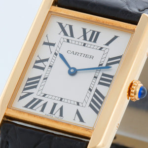 Cartier Tank Solo 18K Yellow Gold Men's  Black Strap Watch W1018855