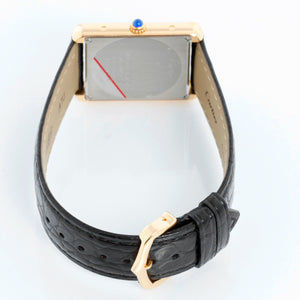 Cartier Tank Solo 18K Yellow Gold Men's  Black Strap Watch W1018855