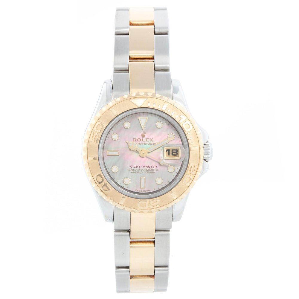 Rolex Ladies Yacht-Master 2-Tone Steel Gold Mother of Pearl Dial Watch 169623