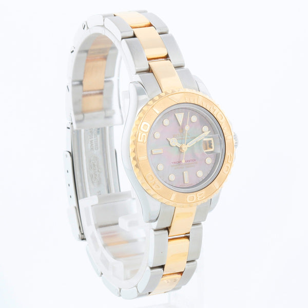 Rolex Ladies Yacht-Master 2-Tone Steel Gold Mother of Pearl Dial Watch 169623