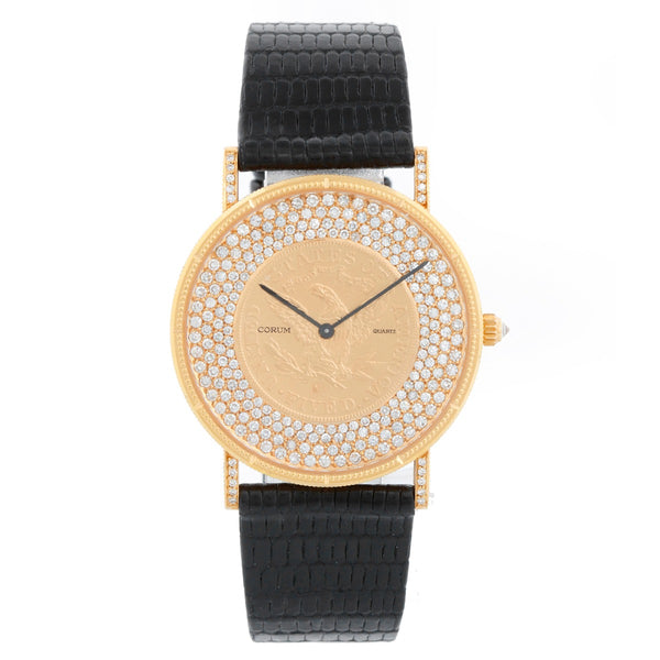 Corum $5 18k Yellow Gold Coin & Diamond  Ladies Watch