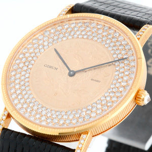 Corum $5 18k Yellow Gold Coin & Diamond  Ladies Watch
