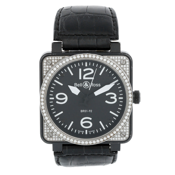 Bell & Ross Stainless Steel Diamond Automatic Mens Watch BR01-92