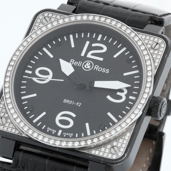Bell & Ross Stainless Steel Diamond Automatic Mens Watch BR01-92