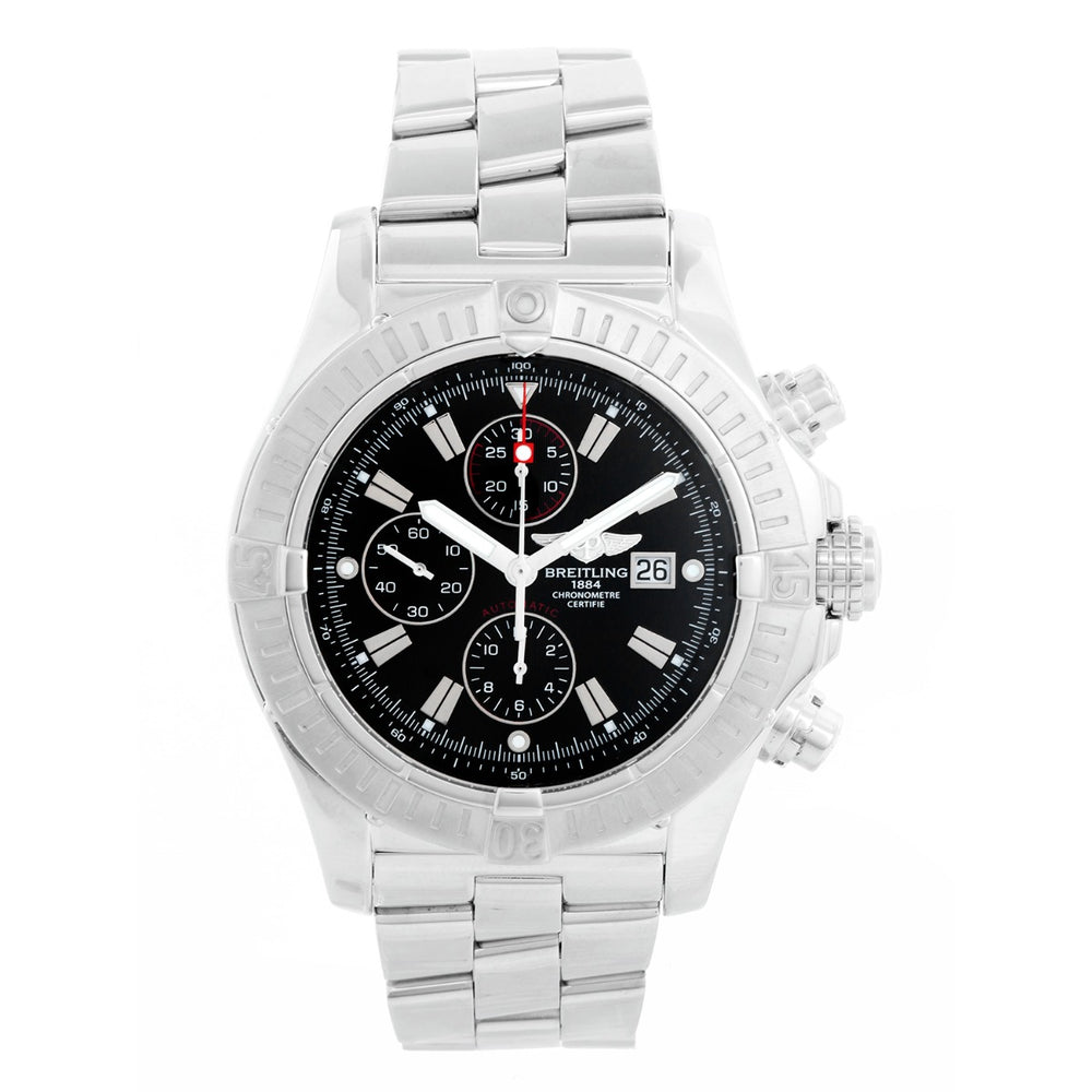 Breitling Avenger Black Dial Men's Chrono Stainless Steel Watch A13370