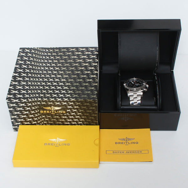 Breitling Avenger Black Dial Men's Chrono Stainless Steel Watch A13370