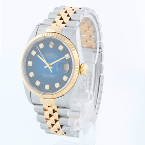 Rolex Datejust Men's 2-Tone Watch  Blue Vignette Dial 16233