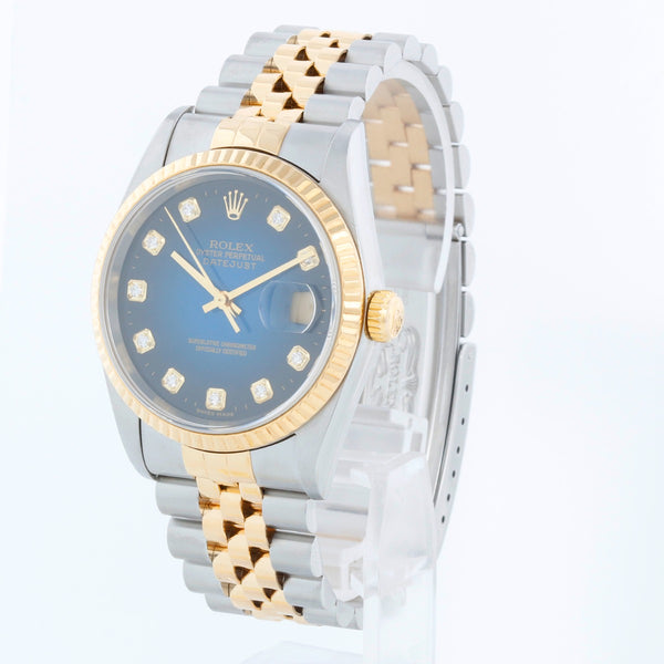 Rolex Datejust Men's 2-Tone Watch  Blue Vignette Dial 16233