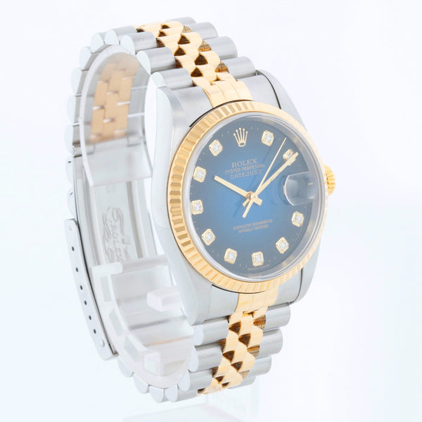 Rolex Datejust Men's 2-Tone Watch  Blue Vignette Dial 16233