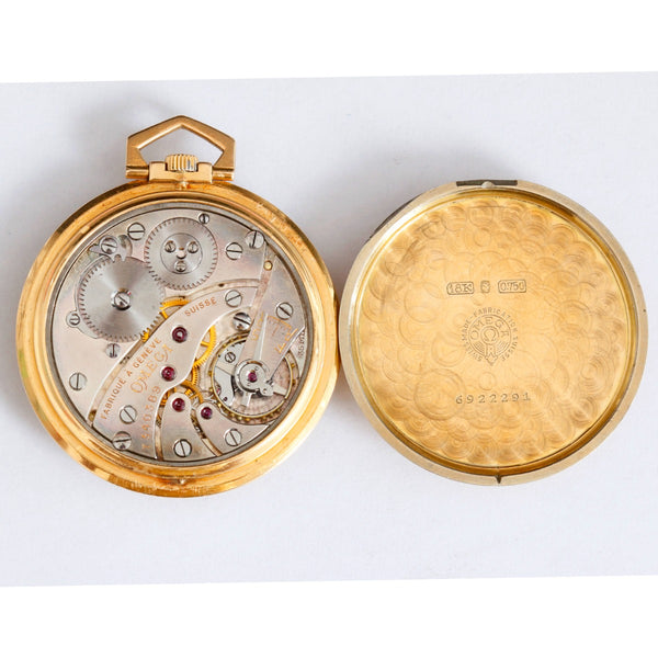 Art Deco Vintage Omega 18K Yellow Gold Pocket Watch